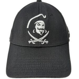 Captain Morgan Baseball Cap Black One Size Embroidered Pirate Stretch Fit Hat
